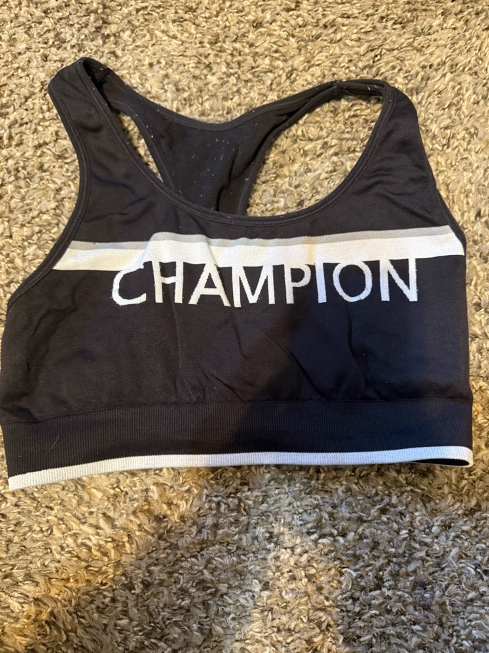 Champion Black and White Racerback sports bra/ work out top
